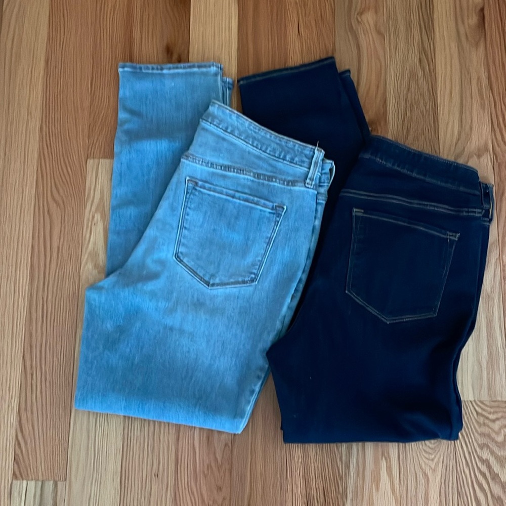 2 pairs Old Navy size 14 women’s-rise denim blue jeans.